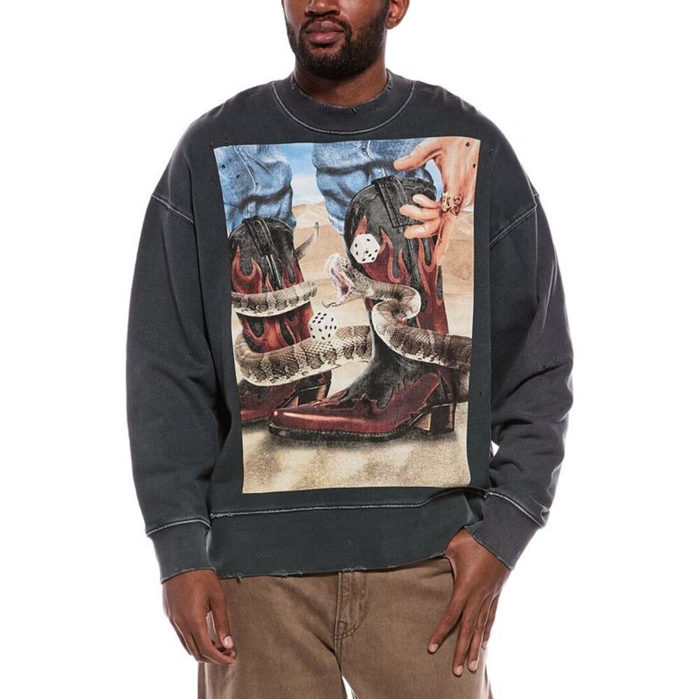 Palm Angels Mens  Crewneck Sweatshirt, Grey
